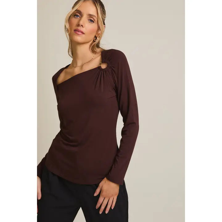 Ring Neckline Long Sleeve Top