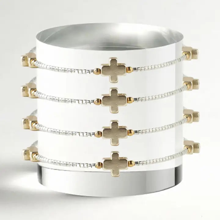 Cross Confetti Beaded Stackable Bracelet