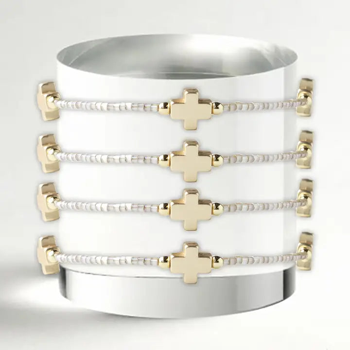 Cross Confetti Beaded Stackable Bracelet