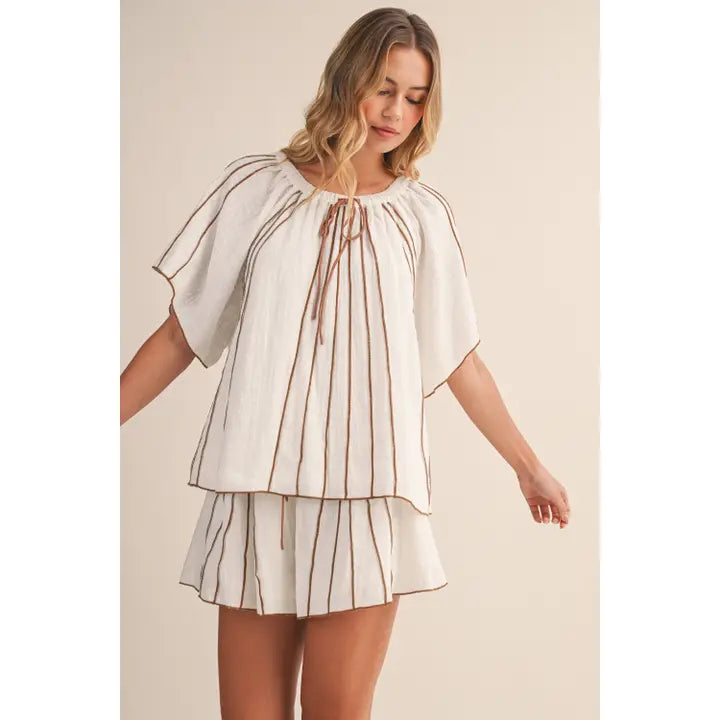 Linen Contrast Stripe Set